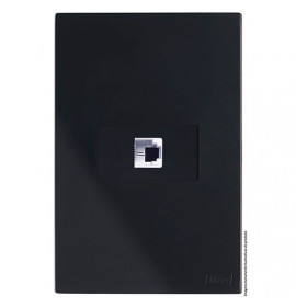 Conjunto RJ11 Telefone Horizontal 4x2 - RECTA Preto Black Satin Fosco